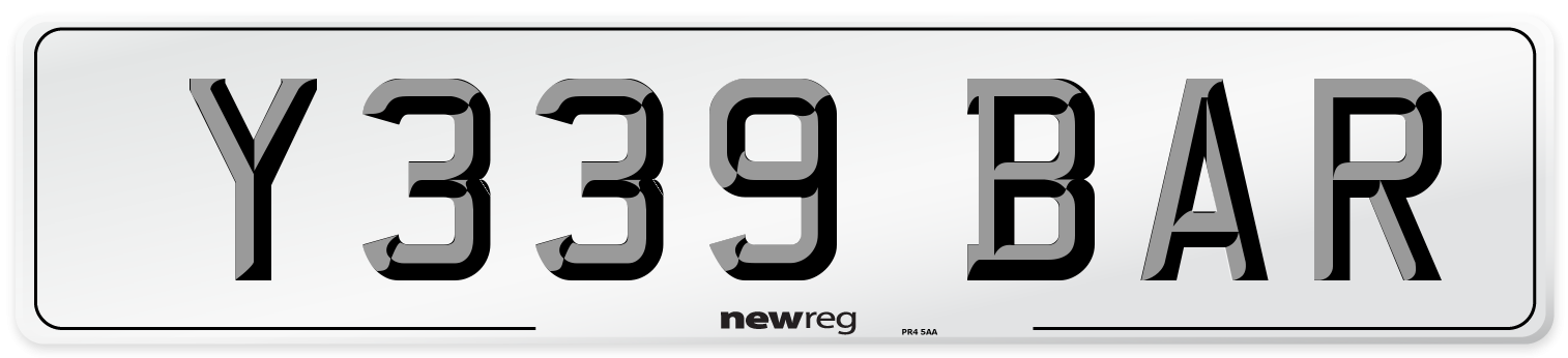 Y339 BAR Front Number Plate