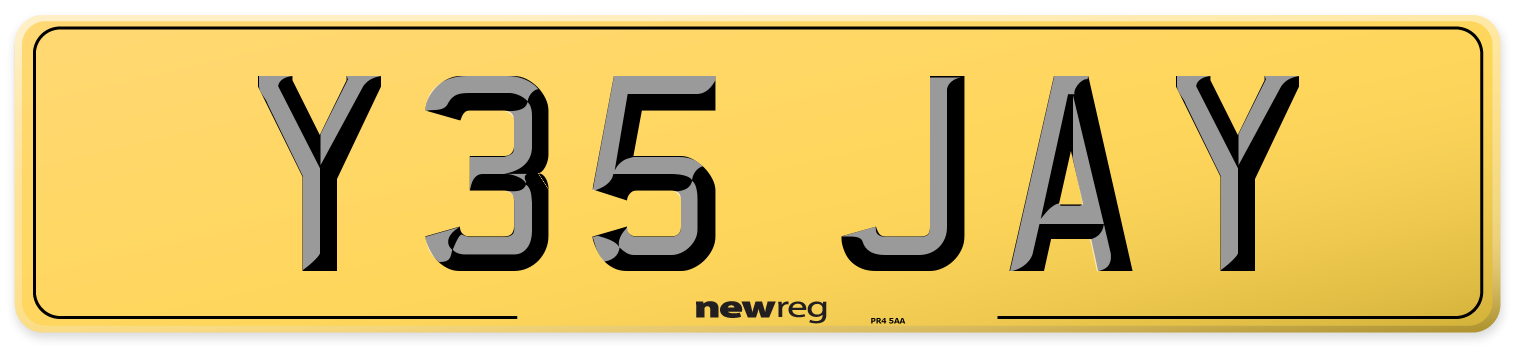 Y35 JAY Rear Number Plate