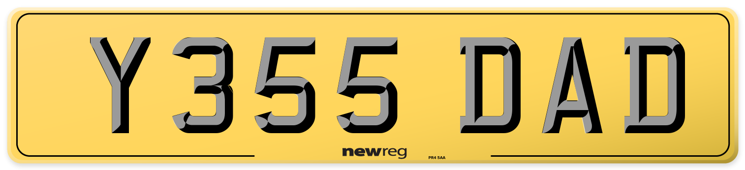 Y355 DAD Rear Number Plate