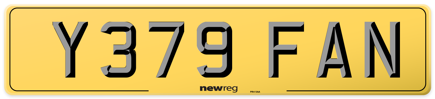 Y379 FAN Rear Number Plate
