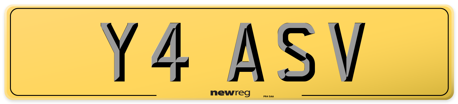 Y4 ASV Rear Number Plate
