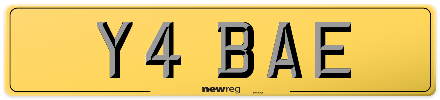 Y4 BAE Rear Number Plate