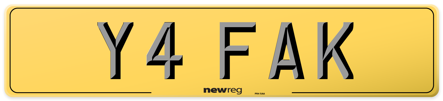 Y4 FAK Rear Number Plate