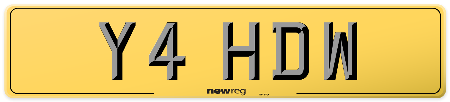Y4 HDW Rear Number Plate