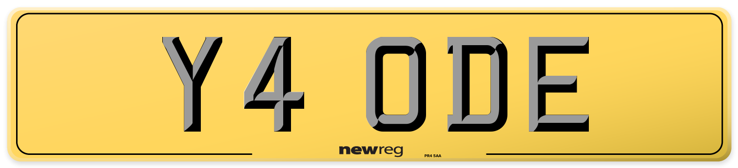 Y4 ODE Rear Number Plate