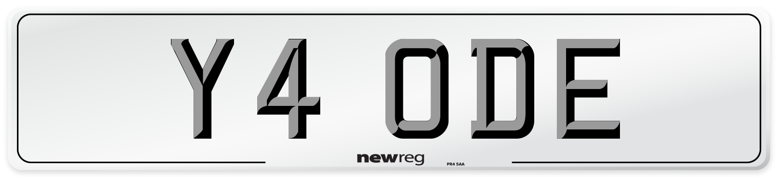 Y4 ODE Front Number Plate