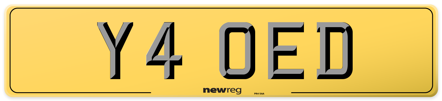 Y4 OED Rear Number Plate
