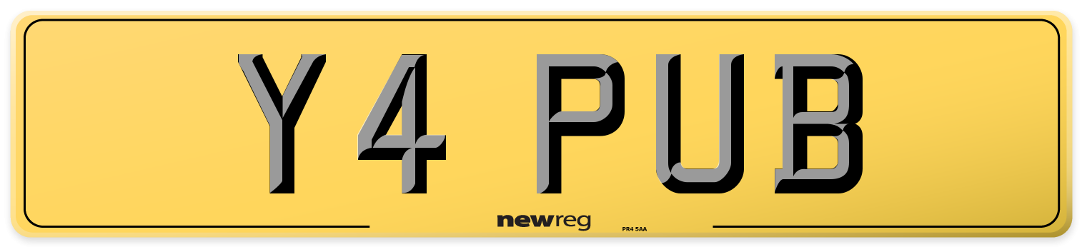 Y4 PUB Rear Number Plate