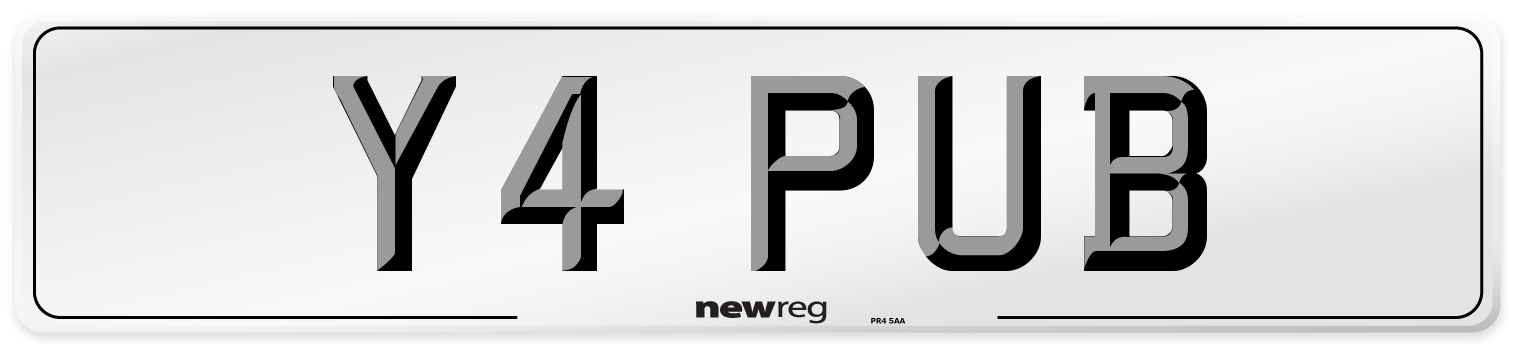 Y4 PUB Front Number Plate