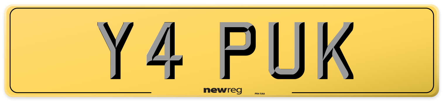 Y4 PUK Rear Number Plate