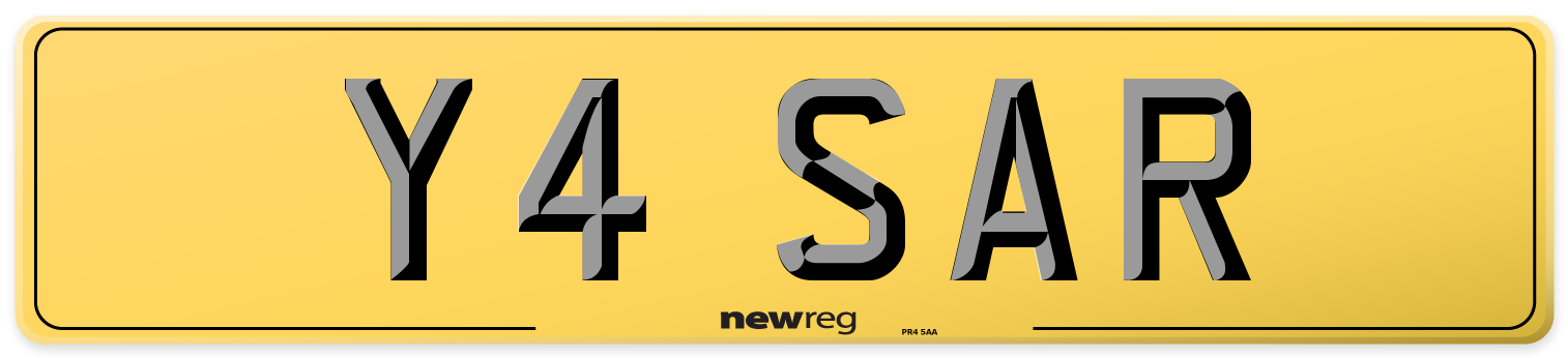 Y4 SAR Rear Number Plate