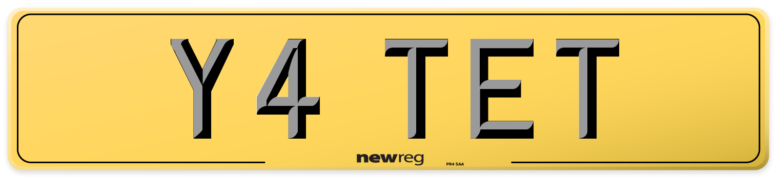 Y4 TET Rear Number Plate