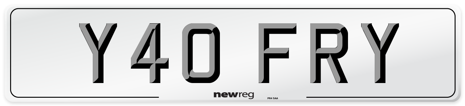 Y40 FRY Front Number Plate