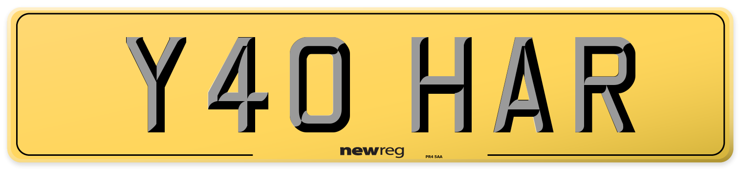 Y40 HAR Rear Number Plate