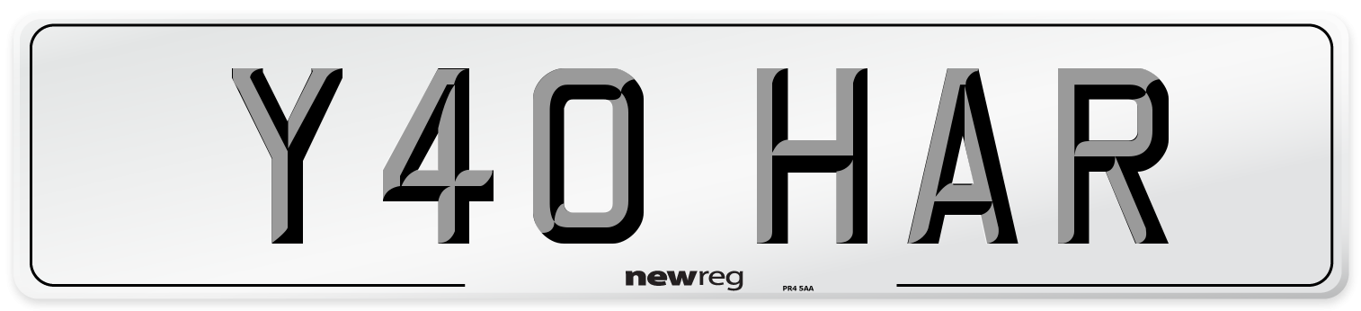 Y40 HAR Front Number Plate