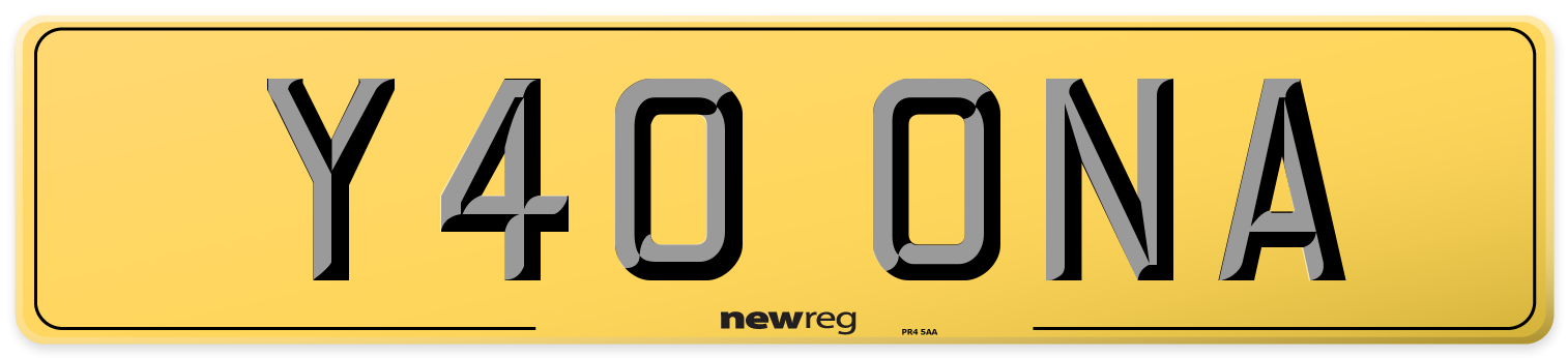 Y40 ONA Rear Number Plate