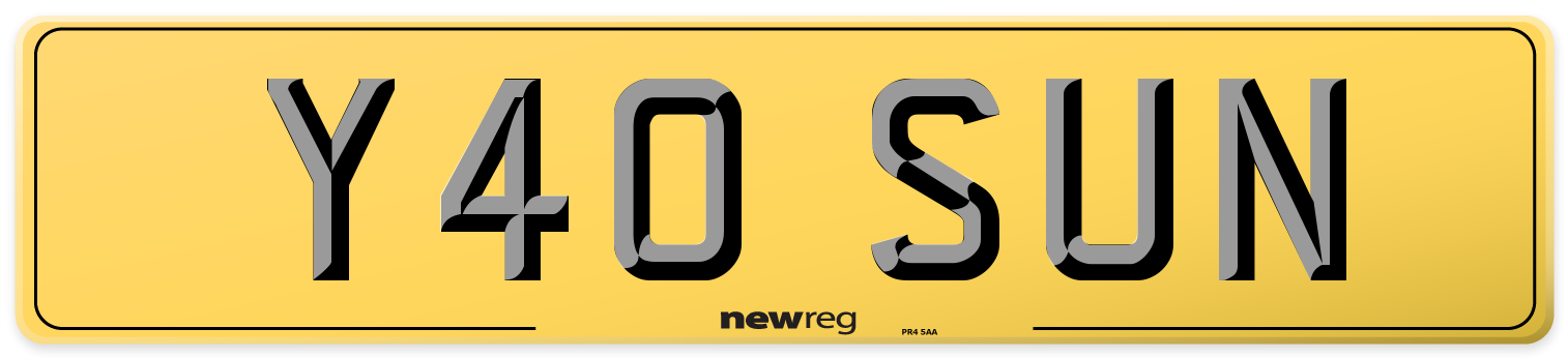 Y40 SUN Rear Number Plate