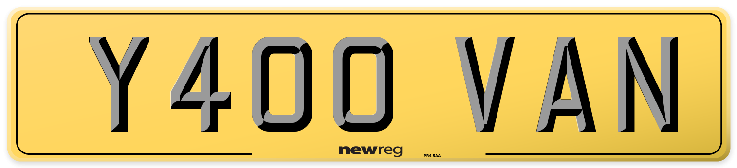 Y400 VAN Rear Number Plate
