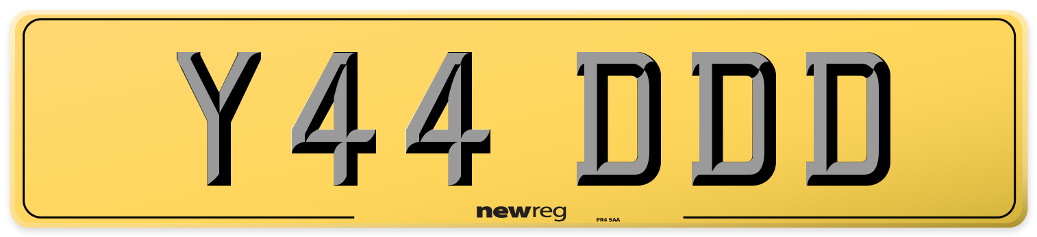 Y44 DDD Rear Number Plate