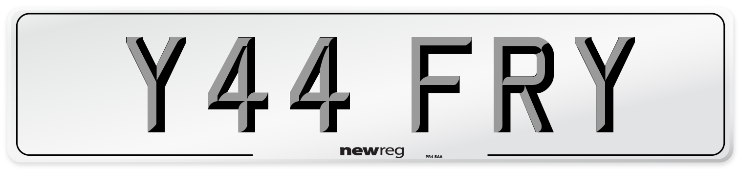 Y44 FRY Front Number Plate