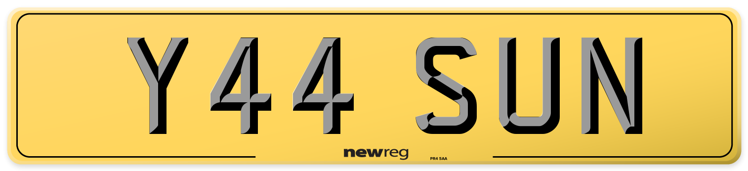 Y44 SUN Rear Number Plate