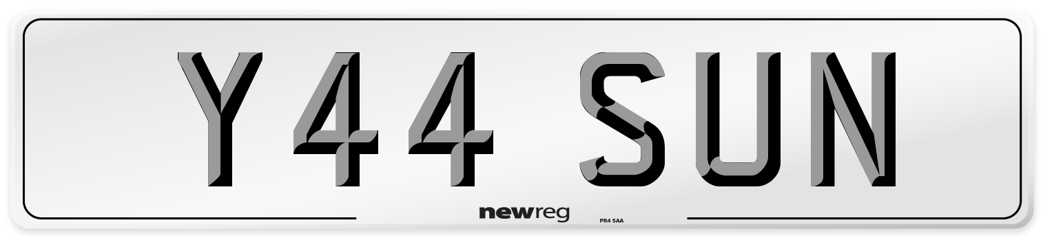 Y44 SUN Front Number Plate