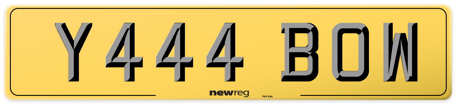 Y444 BOW Rear Number Plate