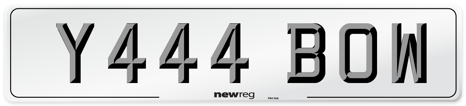 Y444 BOW Front Number Plate