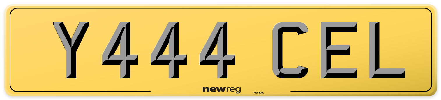 Y444 CEL Rear Number Plate