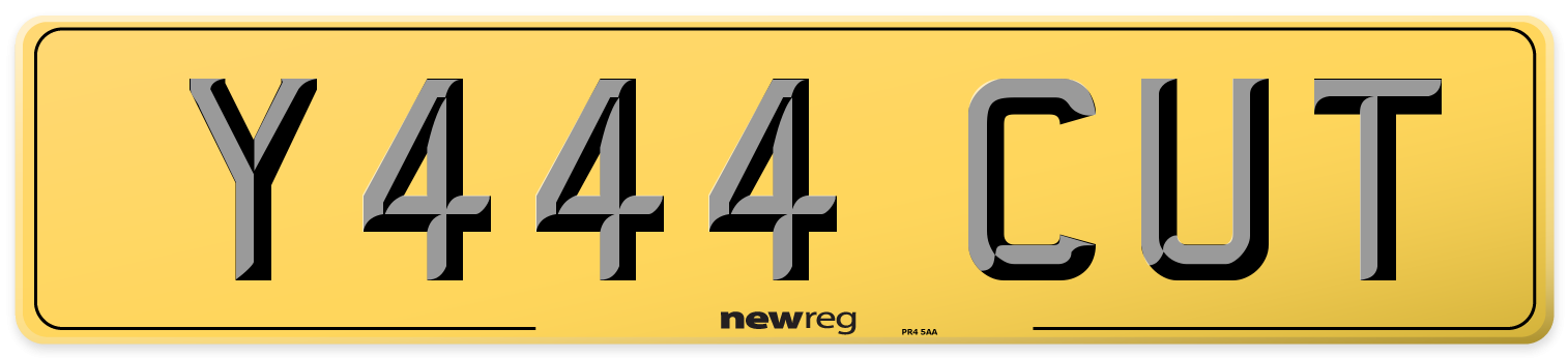 Y444 CUT Rear Number Plate