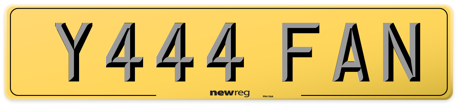 Y444 FAN Rear Number Plate