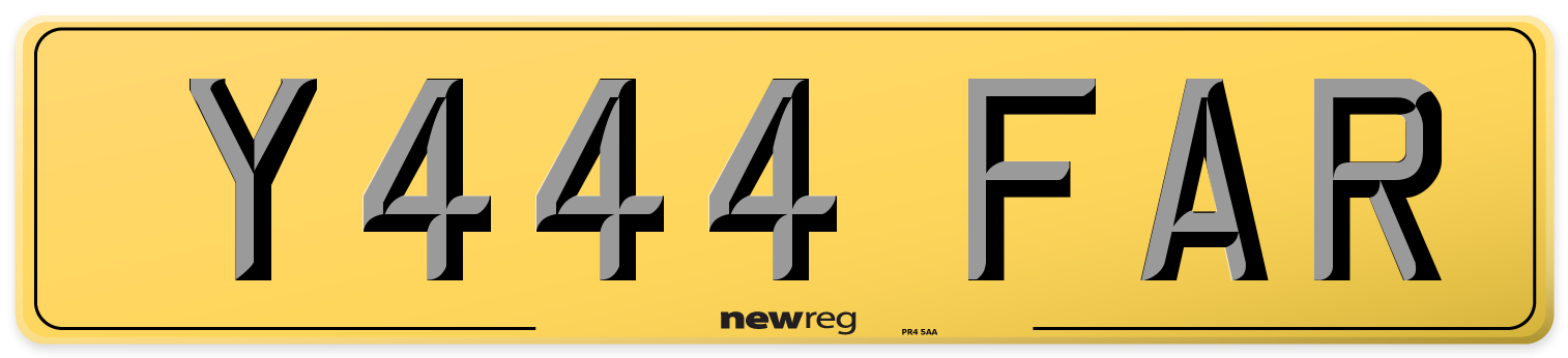 Y444 FAR Rear Number Plate