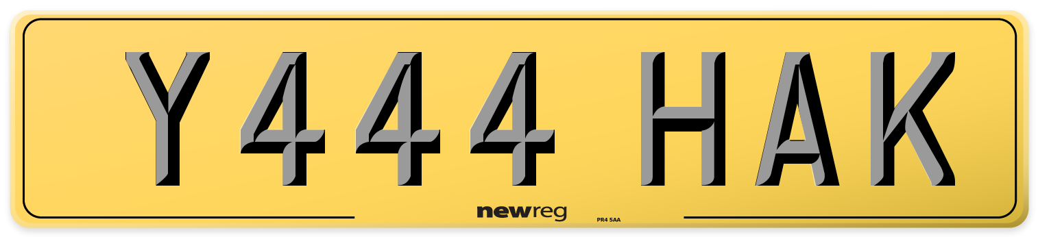 Y444 HAK Rear Number Plate