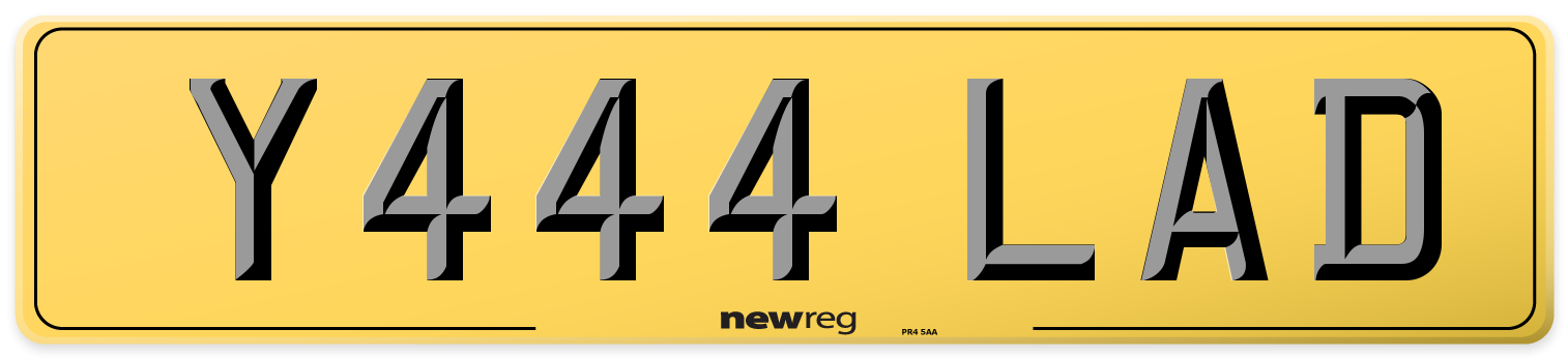 Y444 LAD Rear Number Plate