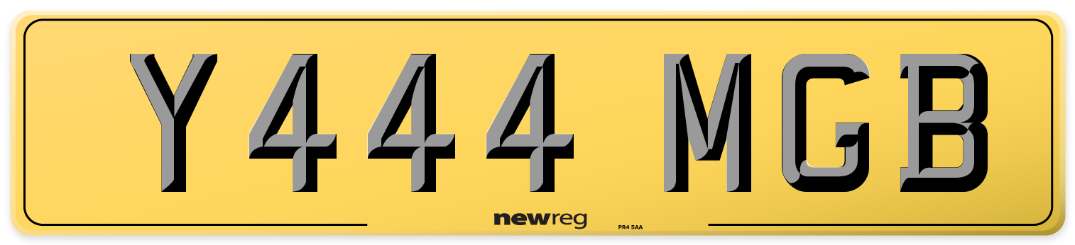 Y444 MGB Rear Number Plate