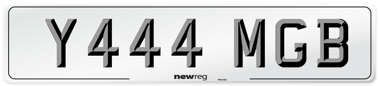 Y444 MGB Front Number Plate