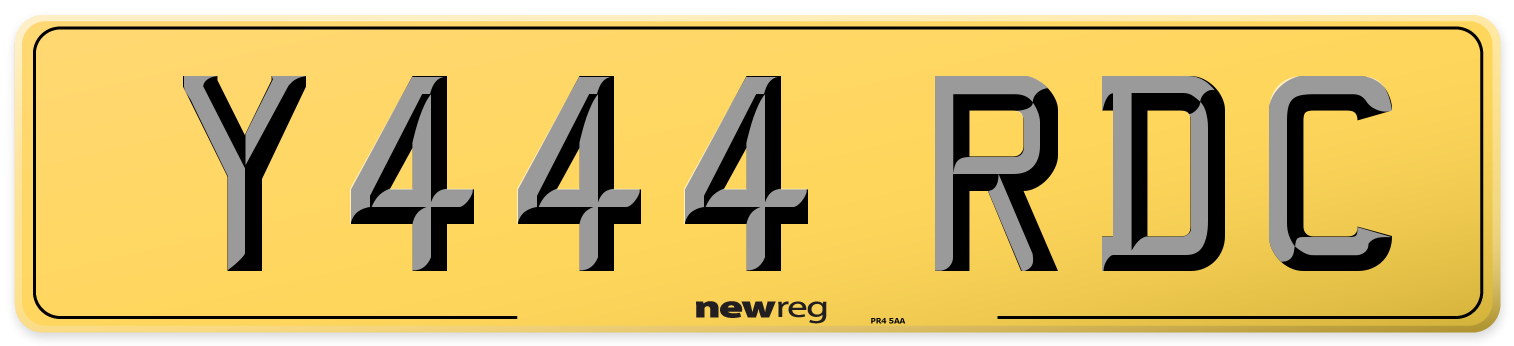 Y444 RDC Rear Number Plate