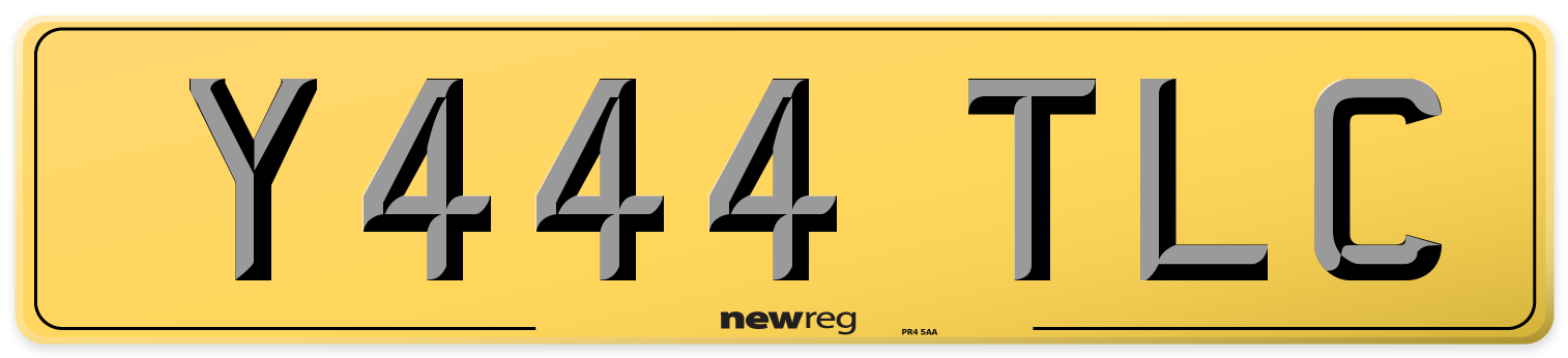 Y444 TLC Rear Number Plate