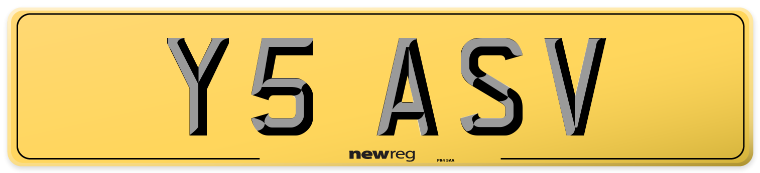 Y5 ASV Rear Number Plate