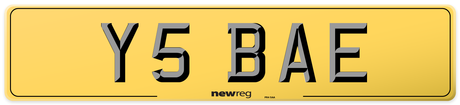 Y5 BAE Rear Number Plate