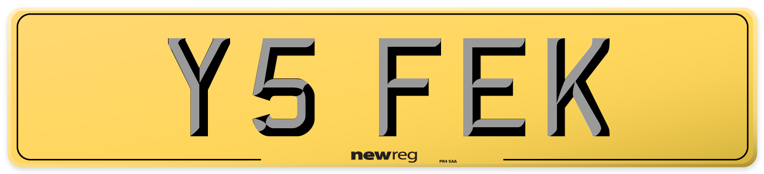 Y5 FEK Rear Number Plate