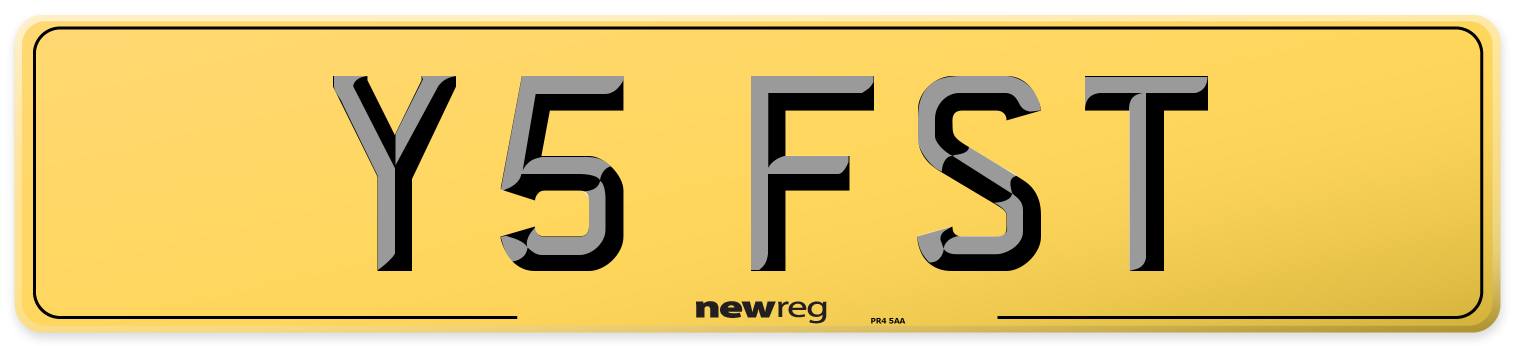 Y5 FST Rear Number Plate