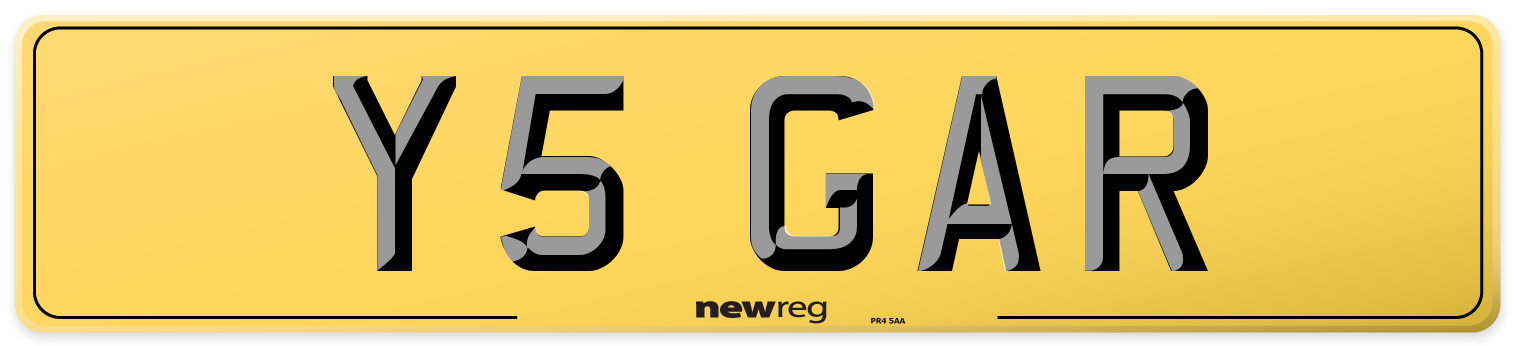 Y5 GAR Rear Number Plate