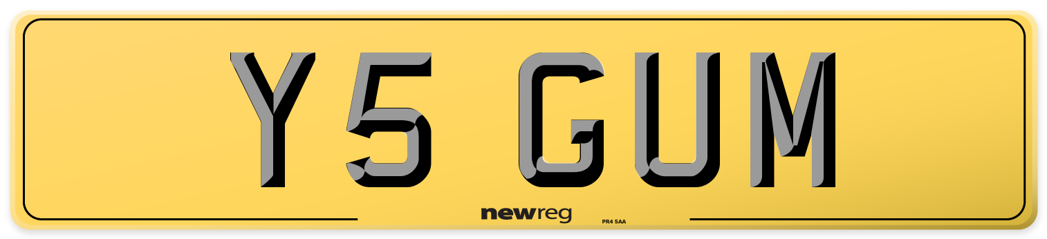 Y5 GUM Rear Number Plate