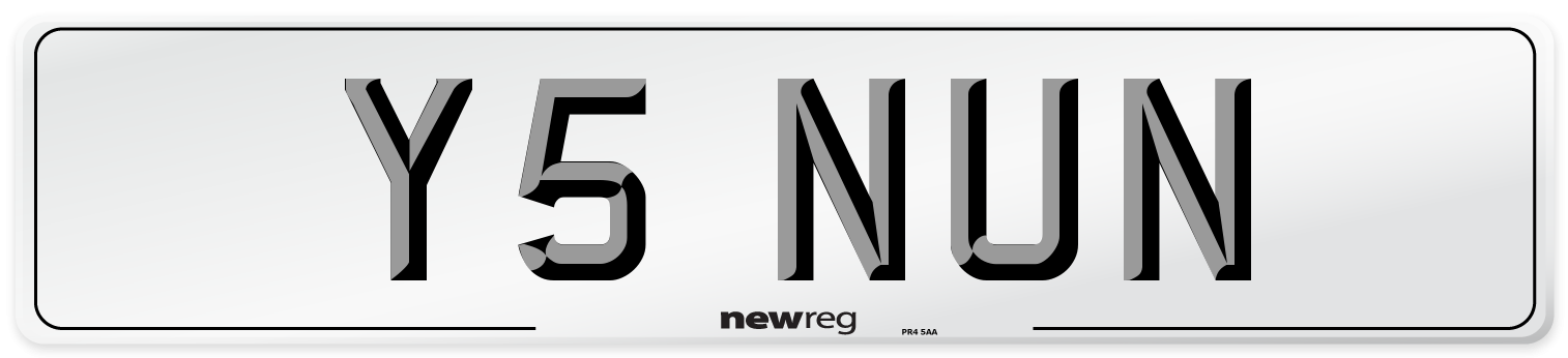 Y5 NUN Front Number Plate