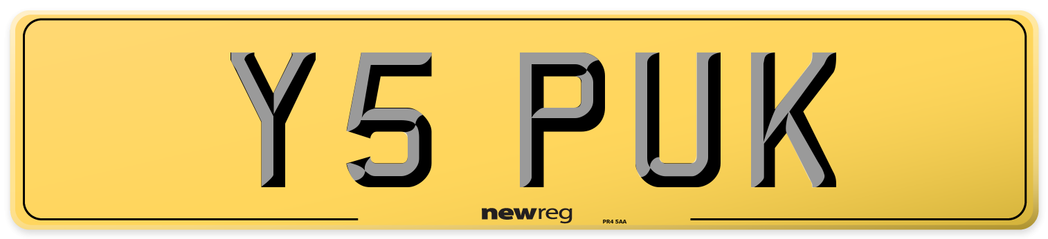 Y5 PUK Rear Number Plate