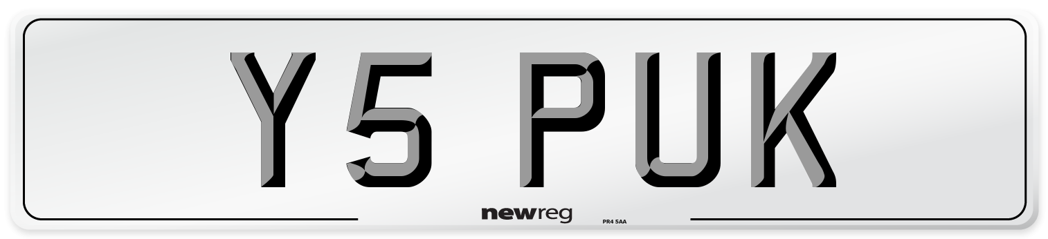 Y5 PUK Front Number Plate