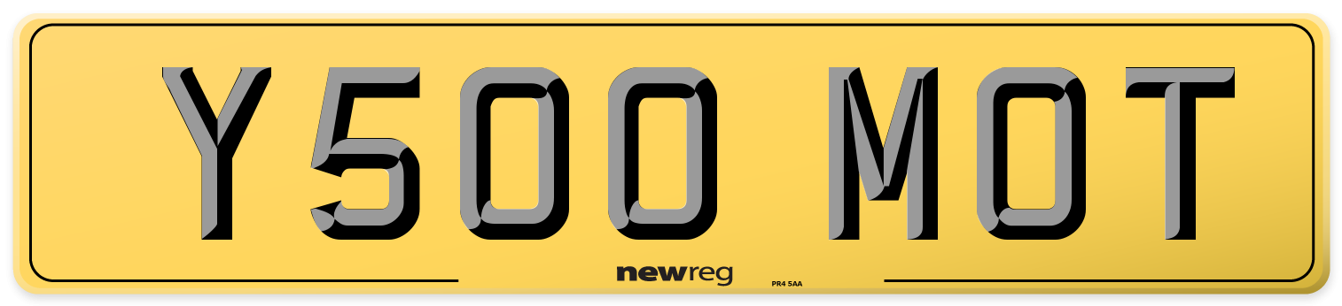 Y500 MOT Rear Number Plate