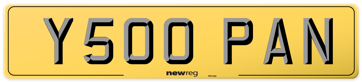Y500 PAN Rear Number Plate