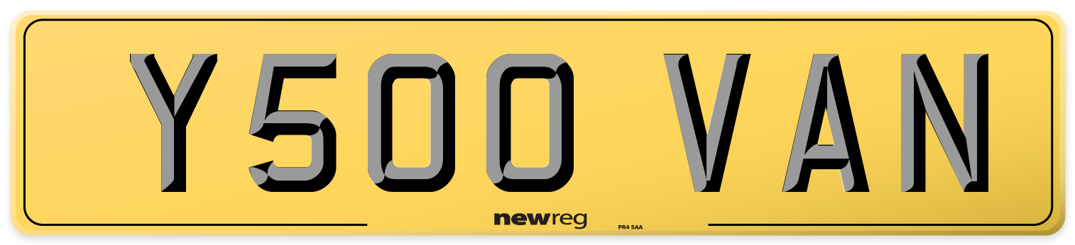 Y500 VAN Rear Number Plate
